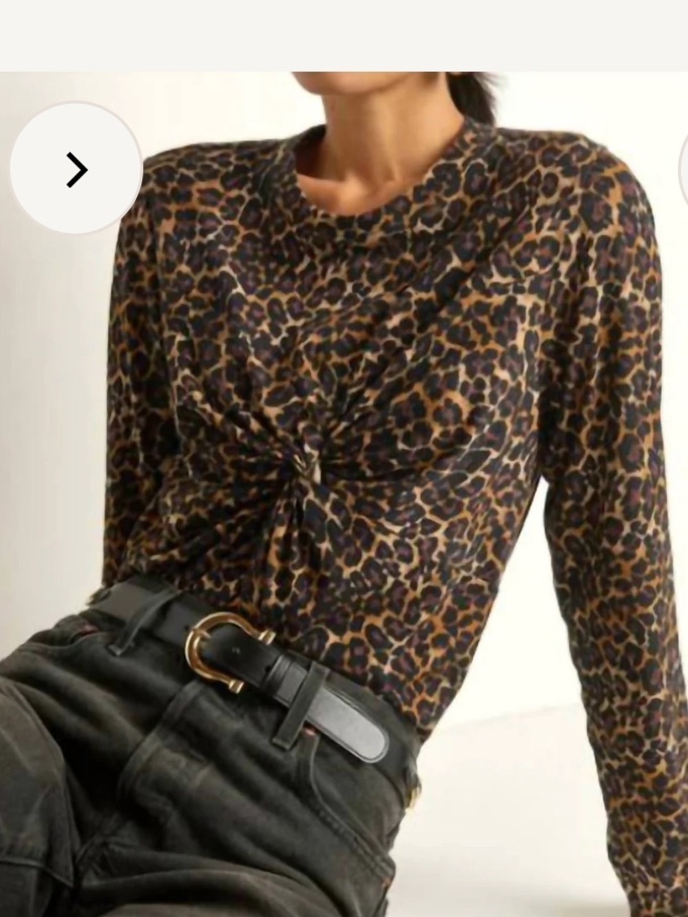 Nation Ltd Marion Leopard Twist Long Sleeve Top - Brown Leopard NWT